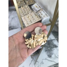 LinAlya Jewelry Gold ve Gümüş Detaylı Küpe