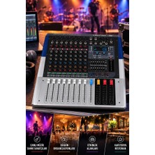 Maxword WELLY-08FX Power Mixer 2X800W 8 Kanal 2x7 Bant Ekolayzır 99 Dsp Efekt