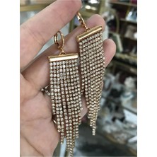 LinAlya Jewelry Taş Detaylı Sallantılı Şık Gold Küpe