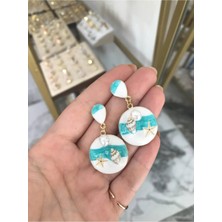 LinAlya Jewelry Deniz Kabuklu Mineli Küpe