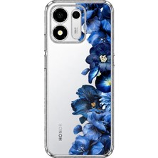 TechTree Honor X7E Plus 5g Uyumlu Royal Blue Şakayık Çiçek Demeti Baskılı Silikon Kılıf