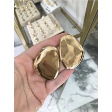 LinAlya Jewelry Gold Ezme Model Plaka Küpe