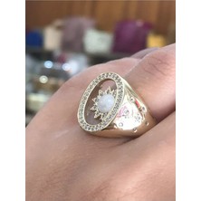 LinAlya Jewelry Inci ve Taş Detaylı Güneş Model Yüzük