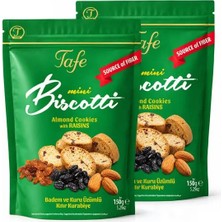Tafe Lif Kaynağı Bademli ve Üzümlü Mini Biscotti Kıtır Kurabiye 150 gr x 2