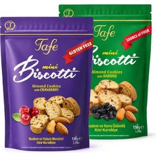 Tafe Glutensiz Yaban Mersinli  Lif Kaynağı Bademli ve Üzümlü Mini Biscotti Kıtır Kurabiye 150 gr x 2