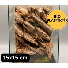 Flexis Doğal Kaya Katmanlı 15X15 cm Teraryum Arka Fonu ve 3D Mağara Dekoru