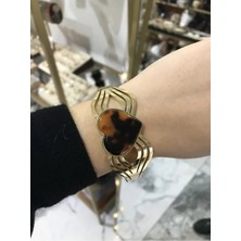 LinAlya Jewelry Kahverengi Kalp Model Kelepçe Bileklik
