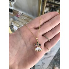 LinAlya Jewelry Renkli Taş Detaylı Noel Zil Model Kolye