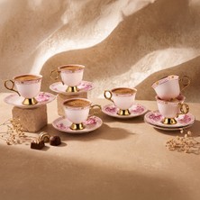 Aryıldız Nostalgie 12 Parça 6 Kişilik Kahve Fincan Takımı Pembe 100 ml