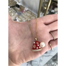 LinAlya Jewelry Inci Detaylı Noel Şapka Model Kolye