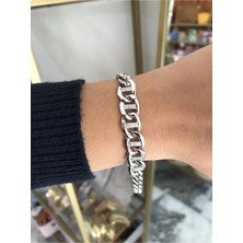 LinAlya Jewelry Taş Detaylı Silver Zincir Model Bileklik (Kararmaz)