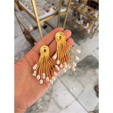 LinAlya Jewelry Vıp Dokulu Gövde ve Barok Inci Model Tasarım Küpe