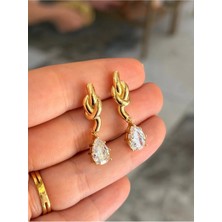 LinAlya Jewelry Tasarım Damla Model Gold Detaylı Zarif Kolye