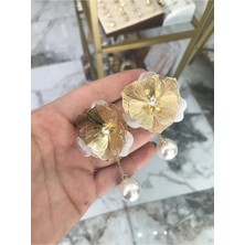 LinAlya Jewelry Inci Detaylı Çiçek Küpe
