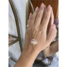 LinAlya Jewelry Mor Taş Detaylı Yelpaze Şahmeran