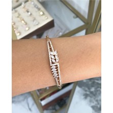 LinAlya Jewelry Yaprak Taş Model Bronz Kelepçe Bileklik
