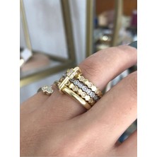 LinAlya Jewelry Vip Çoklu Halka Model Charmlı Şık Yüzük
