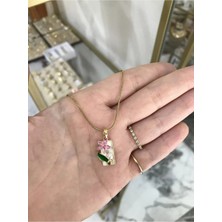 LinAlya Jewelry Dikdörtgen Çiçek Detaylı Çelik Sanat Kolye