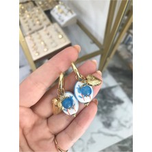 LinAlya Jewelry Kalp Charmlı Seramik Model Küpe