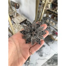 LinAlya Jewelry Lotus Model Siyah Taş Detaylı Broş