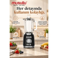Musullu MSL-2060 Retro Blender 800W – 1,5 L Cam Sürahi, Buz Kırma, Smoothie ve Pulse Fonksiyonlu, Ayarlanabilir Hızlı