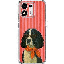 TechTree Honor X7E Plus 5g Uyumlu Gözlüklü ve Fularlı Havalı Köpek Baskılı Silikon Kılıf