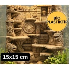Flexis Aztek Tapınağı Konseptli 15X15 cm Teraryum Arka Fonu ve Minyatür Dekor