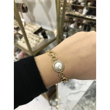 LinAlya Jewelry Tek Inci Detaylı Halka Model Tasarım Bileklik