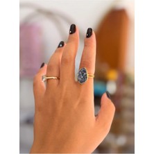 LinAlya Jewelry Vıp Druzy ( Kristal Küme) Detaylı Doğal Taş Model Ayarlanabilir Yüzük