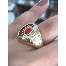 LinAlya Jewelry Kırmızı ve Taş Detaylı Güneş Yüzük