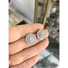LinAlya Jewelry Taş Tasarımlı Yuvarlık Model Silver Renkli Küpe