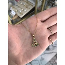 LinAlya Jewelry Yeşil Taş Detaylı Noel Ağaç Model Kolye
