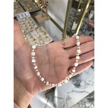 LinAlya Jewelry Beyaz Gold Detaylı Zarif Doğal Taş Model Kolye