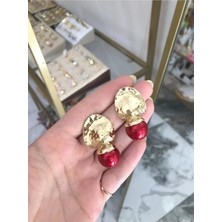 LinAlya Jewelry Vintage Kırmızı Detaylı Küpe