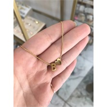 LinAlya Jewelry B Harfli Minimalist Kalp Kolye