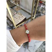 LinAlya Jewelry Papatya Nazar Boncuk Detaylı Ip Model Ayarlanabilir Bileklik