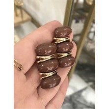 LinAlya Jewelry Kahverengi Gold Detaylı Sıralı Model Küpe