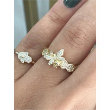 LinAlya Jewelry Arı Detaylı Taşlı Kibar Yüzük