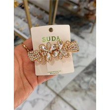 LinAlya Jewelry Taş Detaylı Çiçek Model Gold Toka
