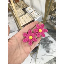 LinAlya Jewelry Pembe Çiçek Model Küpe