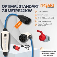 Nrgkick 22KW 32A Optimal Standard Light 7.5m Taşınabilir Elektrikli Araç Şarj Cihazı Seti (Schuko Ev Prizli / 5X32A Eğik Duvar Prizli)
