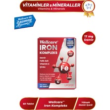 Wellcare Iron Kompleks Demir Vitamin C , Çinko ve Folik Asit Içeren Takviye Edici Gıda - 60 Tablet