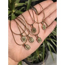 LinAlya Jewelry Vintage Taş Detaylı Harf Kolye Çelik ( G Harfi)