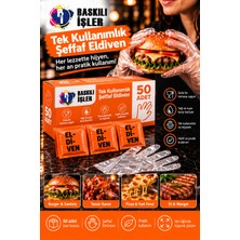50’li Tek Kullanımlık Şeffaf Yemek Eldiveni – Burger, Kanat, Et ve Fast Food Için Hijyenik Eldiven