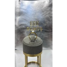 925 Ayar Gold Kaplama Gümüş Oval Tektaş Kadın Yüzük