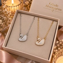 Gözde Aksesuarım Gümüş ve Gold 2 Adet Kuğu Kolye Seti Çelik