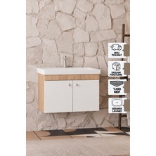 Karen Banyo Milano 80 Cm, Lavabolu Alt Banyo Dolabı, Kapaklı Banyo Dolabı, Seramik Lavabo Dahil, Mdf