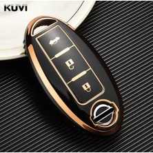 Nissan Qashqai X-Trail Juke Navara Micra Note Siyah Gold  Premium Anahtar Kılıfı