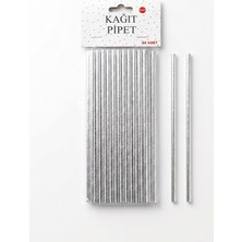 Le Mabelle Gümüş  24'lü Parlak Kağıt Parti Pipeti