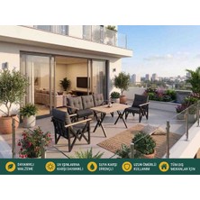 Gül Konspet  ZAMBAK 3 1 1 Masalı (Antrasit Gri) Balkon Bahçe Takımı Çay Seti